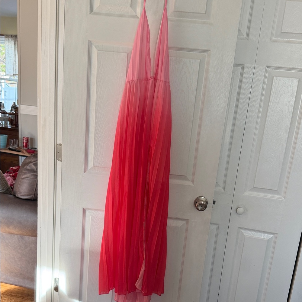 Elegant Backless Pink Ombre Dress